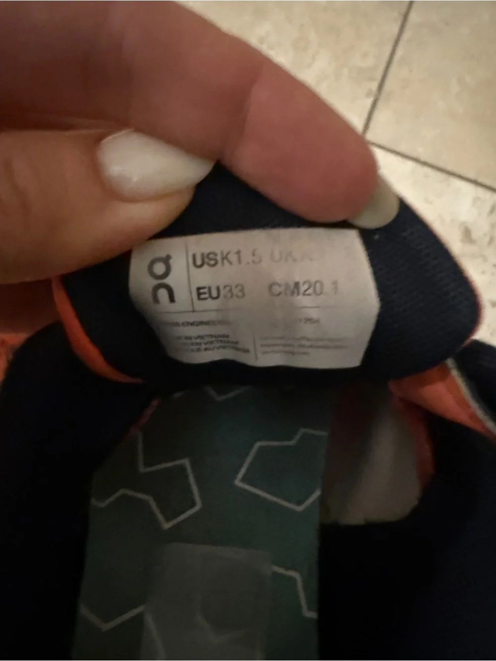On Kids Orange Running Shoes Hook & Loop Sneakers US 1.5
